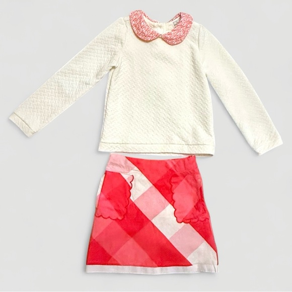 Petit Peony Other - Petit Peony 2-Piece Girls Outfit | Kara Quilted Cream Top 8Y–9Y + Skirt 7Y